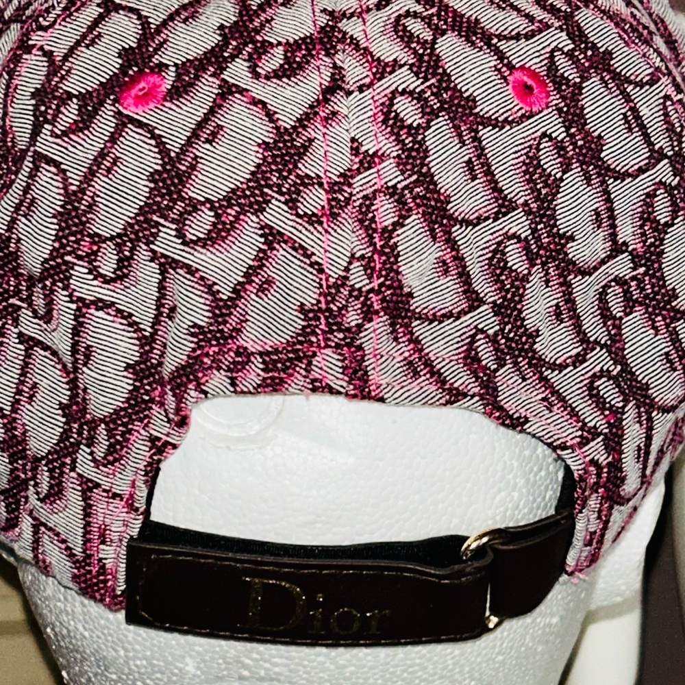 Dior Pink and White Monogram Baseball Cap with Embroidered Logo - Picture 2 of 5